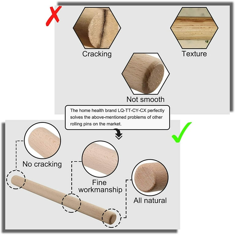 Rolling pin, in beech tree wood, for fresh homemade pasta. Length cm32