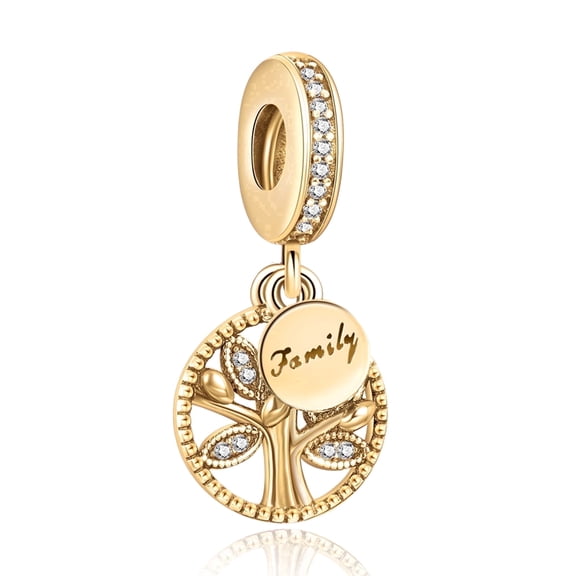 ROSIANNA 925 Sterling Silver Charm for Bracelets Golden Family Tree of Life Pendant Charm Women Bracelet Charm