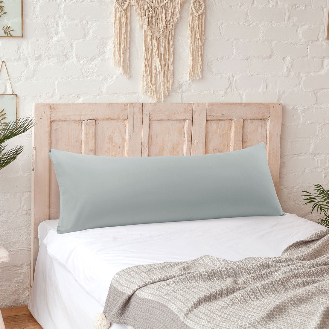 Unique Bargains Microfiber Solid Body Pillow Cover, 20" x 54", Light Grey