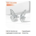 thumbnail image 2 of Pendientes de plata esterlina Silvora Ala de mariposa Zirconia cúbica Izquierda y derecha Media mariposa, 2 of 8