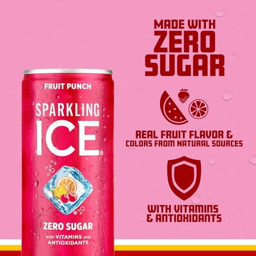 Sparkling Ice Vareity Pack ( Kiwi Strawberry, Fruit Punch , Classic Lemonade Sparkling Water, with Antioxidants and Vitamins, Zero Sugar, 7.5 fl oz Mini Cans (Pack Of 6)