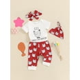 thumbnail image 3 of Bagilaanoe 4pcs Newborn Baby Girl Outfits Pants Set Print Short Sleeve Romper Tops + Leggings + Headband + Hat 3M 6M 9M 12M 18M Infant Casual Clothes, 3 of 7