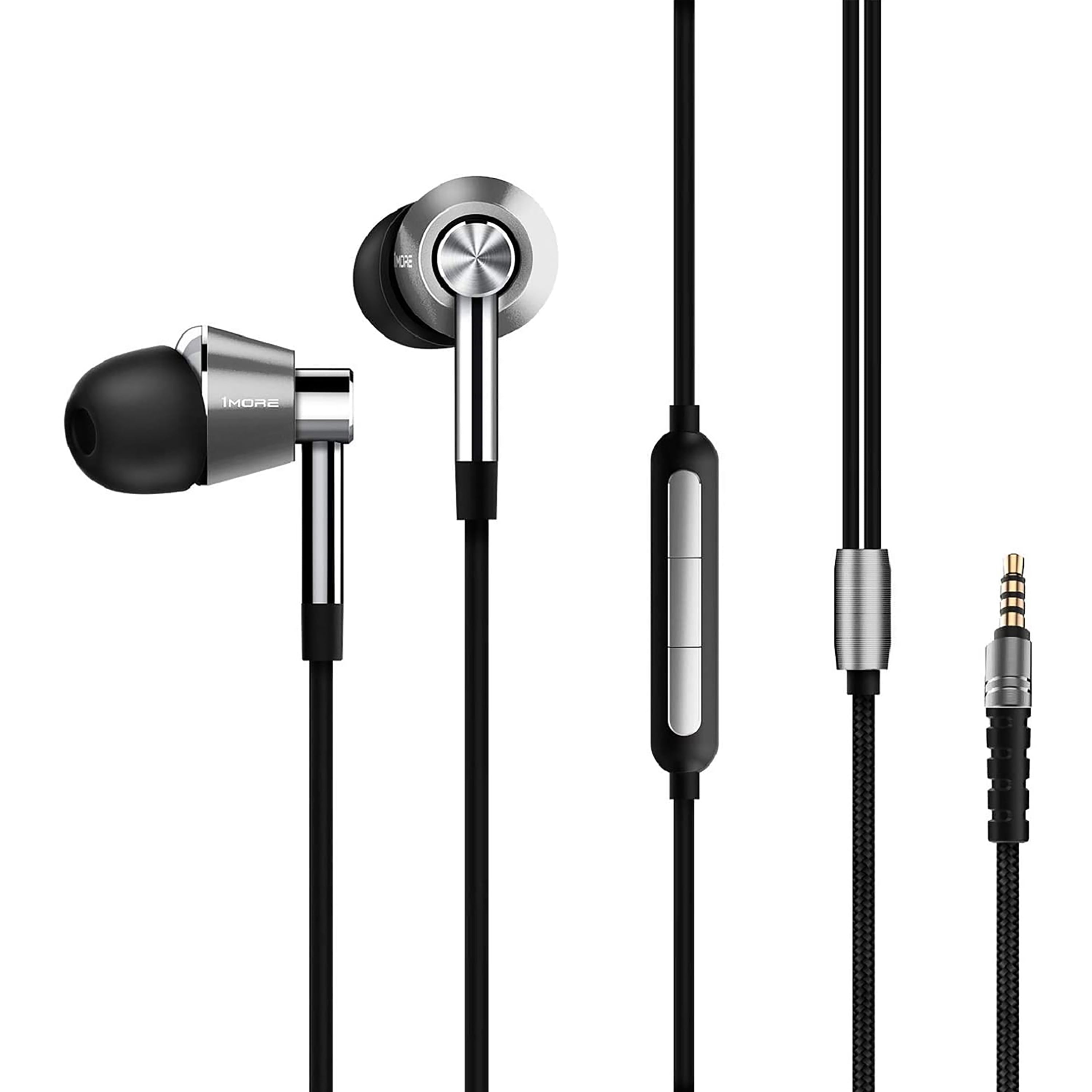 1MORE Triple-Driver Wired in-ear Earbuds Headphones with Microphone, 3.5mm Audio Jack, Silver