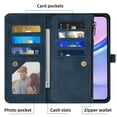 thumbnail image 7 of Asuwish Phone Case for Samsung Galaxy A15 5G/4G Wallet Cover With Tempered Glass Screen Protector Crossbody Wrist Strap Flip Pattern Zipper Credit Card Holder Stand Cell A 15 G5 15A Women Men Blue, 7 of 7
