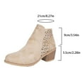 thumbnail image 4 of Retro Chelsea Boots Women Splice Leather Hollow out Chunky Stacked Heel Dress Fall Booties Pointed Toe Side Zipper Ankle Boots, 4 of 6