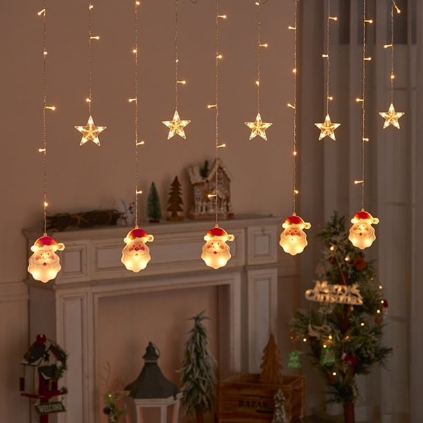 Fiudx Liquidación de ofertas flash Navidad nuevo LED decorativo cadena de luces árbol de Navidad luces de nieve Interior habitación ambiente cortina luz