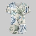 thumbnail image 5 of EHTMSAK Uniform Tops for Women Scrubs with Pocket Floral Nurses Uniform Workwear Tunic Casual Short Sleeve V-Neck Clinic Blouse Carer Top on Clearance Light Blue L, 5 of 7