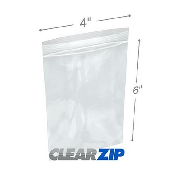 International Plastics CZ40406 4 x 6 in. ClearZip Lock Bags, 0.004 Gauge - Case of 1000