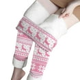thumbnail image 4 of Luowei Warm Thick Soft Pants, Pink Christmas Women Printed Leggings, Women's Autumn Winter Velvet Warm Christmas Retro Printed Home Leggings, L, 4 of 6