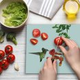 thumbnail image 3 of Hummingbirds Cutting Board, 2 Hummingbirds Sipping Nectar from a Trumpet Vine Blossoms Summertime, Decorative Tempered Glass Cutting and Serving Board, Large Size, Red Black Green, by Ambesonne, 3 of 5