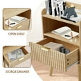 thumbnail image 5 of Erinnyees Fluted Nightstand Set of 2, Modern Mid-Century Bedside Table with USB Charging Station, Storage Drawer & Open Shelf , Curved Profile Nightstand for Bedroom, Living Room,Natural Oak, 5 of 7