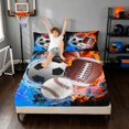 thumbnail image 3 of Manfei Boys Rugby Queen Sheets, Soccer Football Sports Queen Sheet Sets, Black Orange Brightblue 4pcs(1 Flat Sheet, 1 Fitted Sheet and 2 Pillowcases), 3 of 6