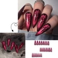thumbnail image 2 of asddcavvf Holiday Party Wear False Nails Red Cat Eye Halloween Tip Nails 1ml, 2 of 9