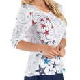 thumbnail image 2 of Women's Patriotic Stars 3/4 Sleeve Top 4th of July USA Stars Stripes, 2 of 4