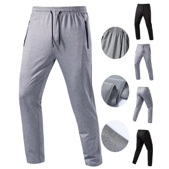 WAVSUF Men's Active Pants Adjustable Drawstring with Pockets Loose Fit Fall Athletic Work Pants Gray L