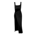 thumbnail image 5 of Vestido con tirantes y aberturas para mujer 2025 Summer - Cuello cuadrado, sin mangas, poliéster, fiesta/casual, XS-L, 5 of 5