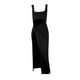 thumbnail image 5 of Vestido con tirantes y aberturas para mujer 2025 Summer - Cuello cuadrado, sin mangas, poliéster, fiesta/casual, XS-L, 5 of 5