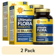 (2 pack) Renew Life Extra Care Digestive Adult Probiotic, Unisex, 30 Billion CFU, 12 Strains, 30 Count