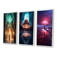 thumbnail image 3 of Designart "Revelation of Ancient Atlantis Mystery of Light" Abstract Landscape Framed Wall Art Set Of 3 - Gold Abstract Landscapes Frame Gallery Wall Set For Home Decor, 3 of 6