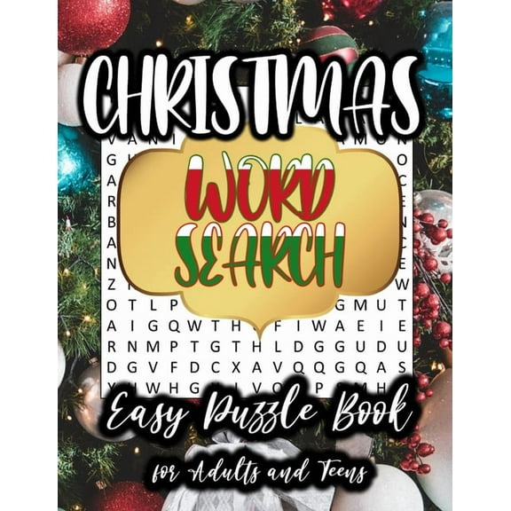 Christmas Word Search; Easy Puzzle Book for Adults and Teens: Large Print - Level: Easy, (Paperback)