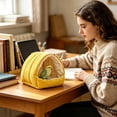 thumbnail image 5 of Cat Cave Bed Yellow Plush Lined Single Unit for Indoor Cats and Small Puppies, 5 of 6