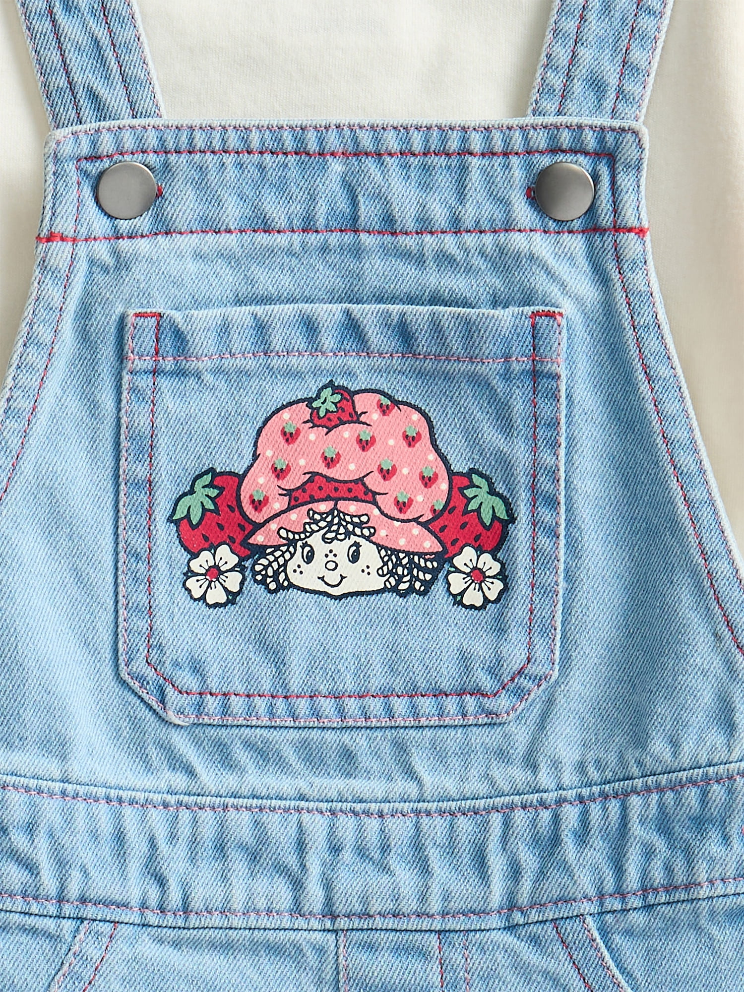 Strawberry Shortcake Toddler Girls Denim Shortall and Short Sleeve Tee Set, 2-Piece, Sizes 12M-5T