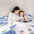 thumbnail image 5 of Feelyou Japanese Girl Queen Comforter Set, Kawaii Anime Blue Bedding Comforter Set, 3pcs, 5 of 8