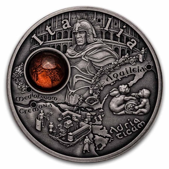 2025 Niue Silver Antique Amber Route: Italia (w/ Box & COA)