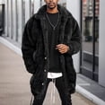 thumbnail image 4 of Miluxas Men Winter Thick Hoodies Tops Fluffy Fleece Fur Jacket Hooded Coat Outerwear Long Sleeve Cardigans Black, 4 of 7