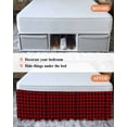 thumbnail image 7 of Rustic Checkered Wrap Around Bed Skirts for King Bed 16" Drop, Bed Skirt with Adjustable Elastic Belt Dust Ruffle Bed Valance for Bedroom Hotel Luxury Black Red Buffalo Plaid Bed Frame Cover, 7 of 7