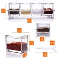 thumbnail image 4 of Rejilla transparente para condimentos, botes para especias, caja de condimentos acrílica de 4 piezas, recipiente de almacenamiento, tarros para condimentos, con tapa y cuchara, 4 of 5