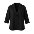 thumbnail image 4 of Dpjklzsn Women's Collared Three-Quarter Sleeve Blouse, Cotton Linen Look Casual Shirt, 4 of 5