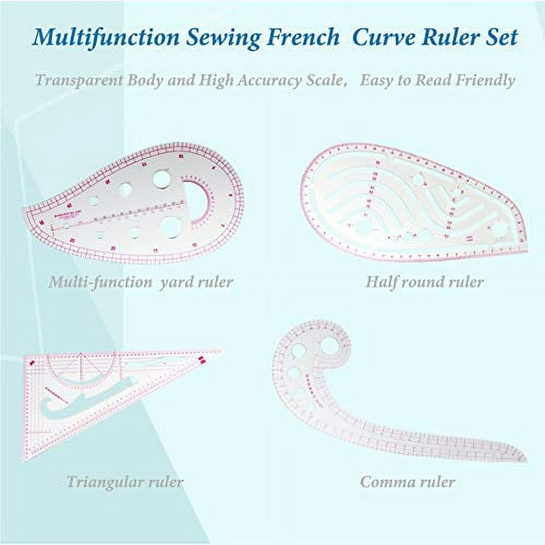 Pattern Sewing Rulers Set, 4 Styles Plastic Sew French Curve Ruler, Metric Curve Shaped Rulers for Designers and Tailors, Perfect for Drawing, Craft