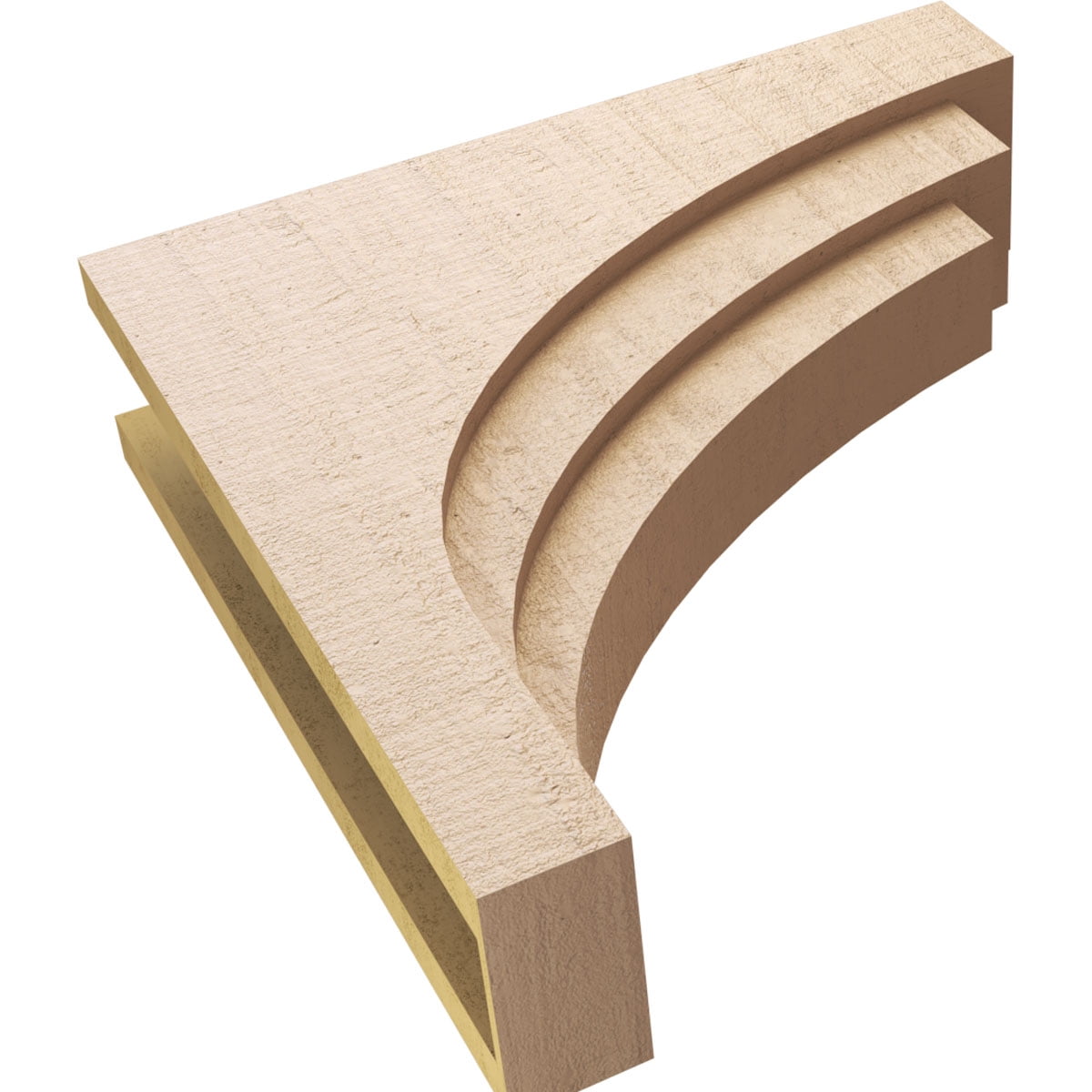 9"W x 36"D x 36"H Thin Rockford Rough Cedar Woodgrain TimberThane Corbel, Primed Tan