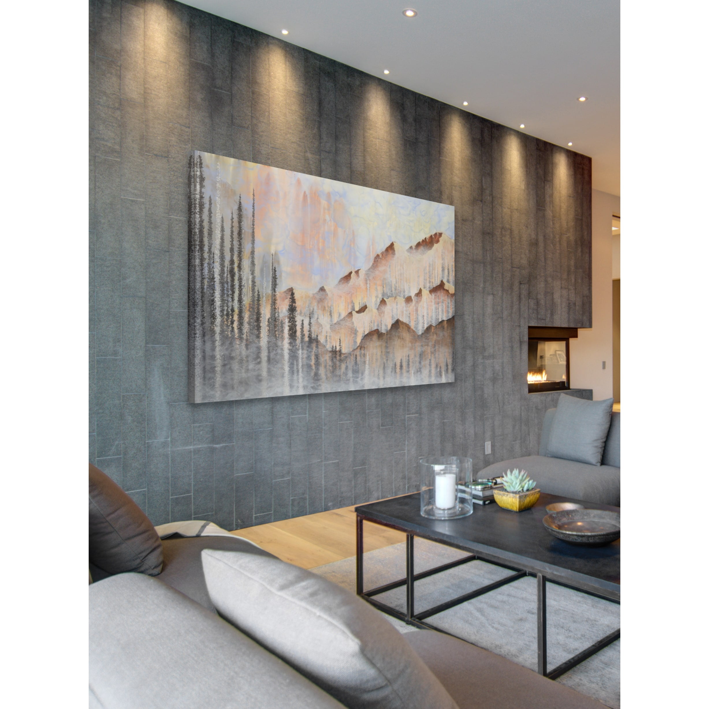 "Dawn in the Mountains" Painting Print on Wrapped Canvas