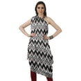 thumbnail image 2 of Moomaya Women's Printed One-Shoulder Cowl Kurti Sleeveless Dress Boho Party Designer Clothing, 2 of 7