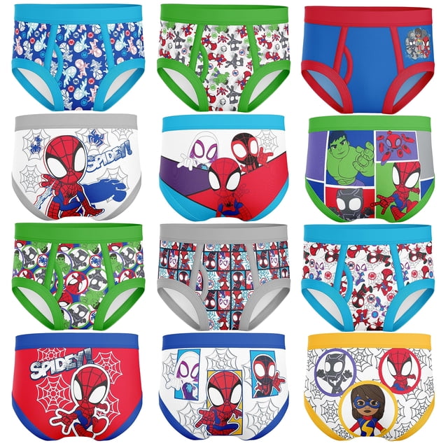 Calzoncillos Spiderman exclusivos para niños pequeños, paquete de 12 unidades, 4 unidades