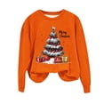 thumbnail image 3 of Riecok Xmas Fall Crewneck Hoodless Sweatshirt Womens Long Sleeves Christmas Funny Graphic Soft Fashion Outfit Holiday Sweatshirts Comfy Pullover Hoodless Tops Orange M, 3 of 4