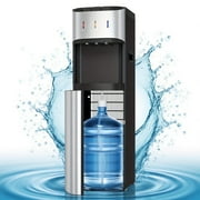 UrbanSync Bottom Loadingd Water Dispenser for 5 Gallon Bottle, 3 Temperatures (Hot, Cold and Room) with Safety Lock, LED Lighting, Water Shortage Alert, Silver-Gray