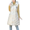 thumbnail image 2 of Miluxas Women Long Vest Solid Color Sleeveless Hood Winter Vest Outwear White 6(M), 2 of 5