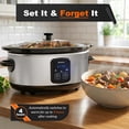 thumbnail image 3 of Bluebow 6QT Slow Cooker, 3 Heat Settings with Auto Keep Warm, Stoneware Crock Non-Stick Removable Pot, Stainless Steel, 3 of 7