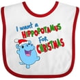 thumbnail image 3 of Inktastic I Want a Hippopotamus For Christmas Cute Stuffed Hippo Boys or Girls Baby Bib, 3 of 4