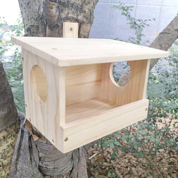 Wooden bird feeder wall mounted squirrel feeder DIY assembled bird house large-sized bird feeder