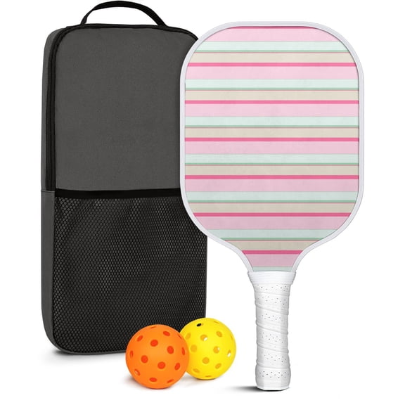Pickleball Paddles Set Of 1, Fiberglass Surface, Colorful Lines Print, 1 Paddle, 2 Balls & Bag
