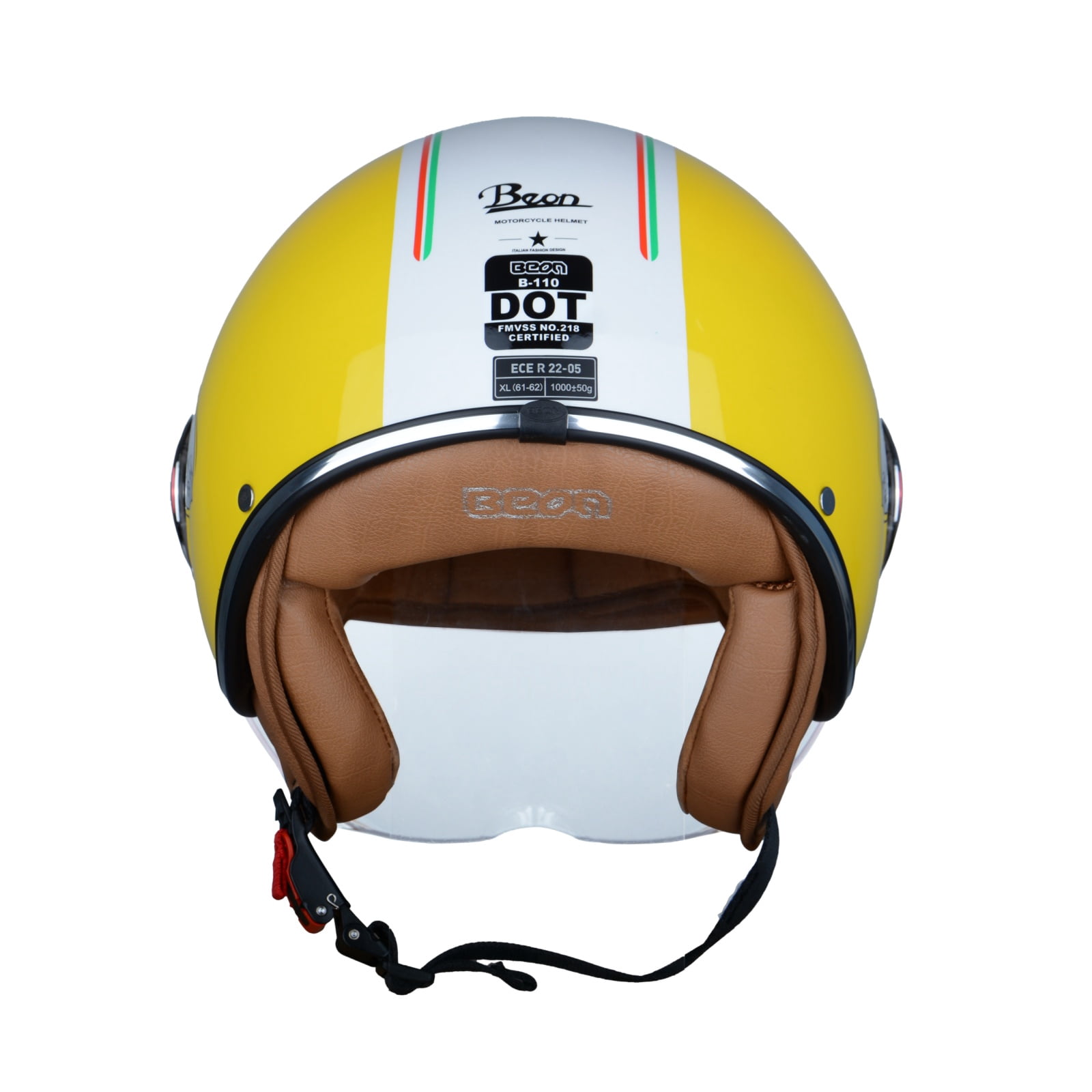 BEON Half Face Retro Vintage Motorcycle Helmet with Anti-Scratch Visor for Adults Moped Vespa, DOT & ECE Approved