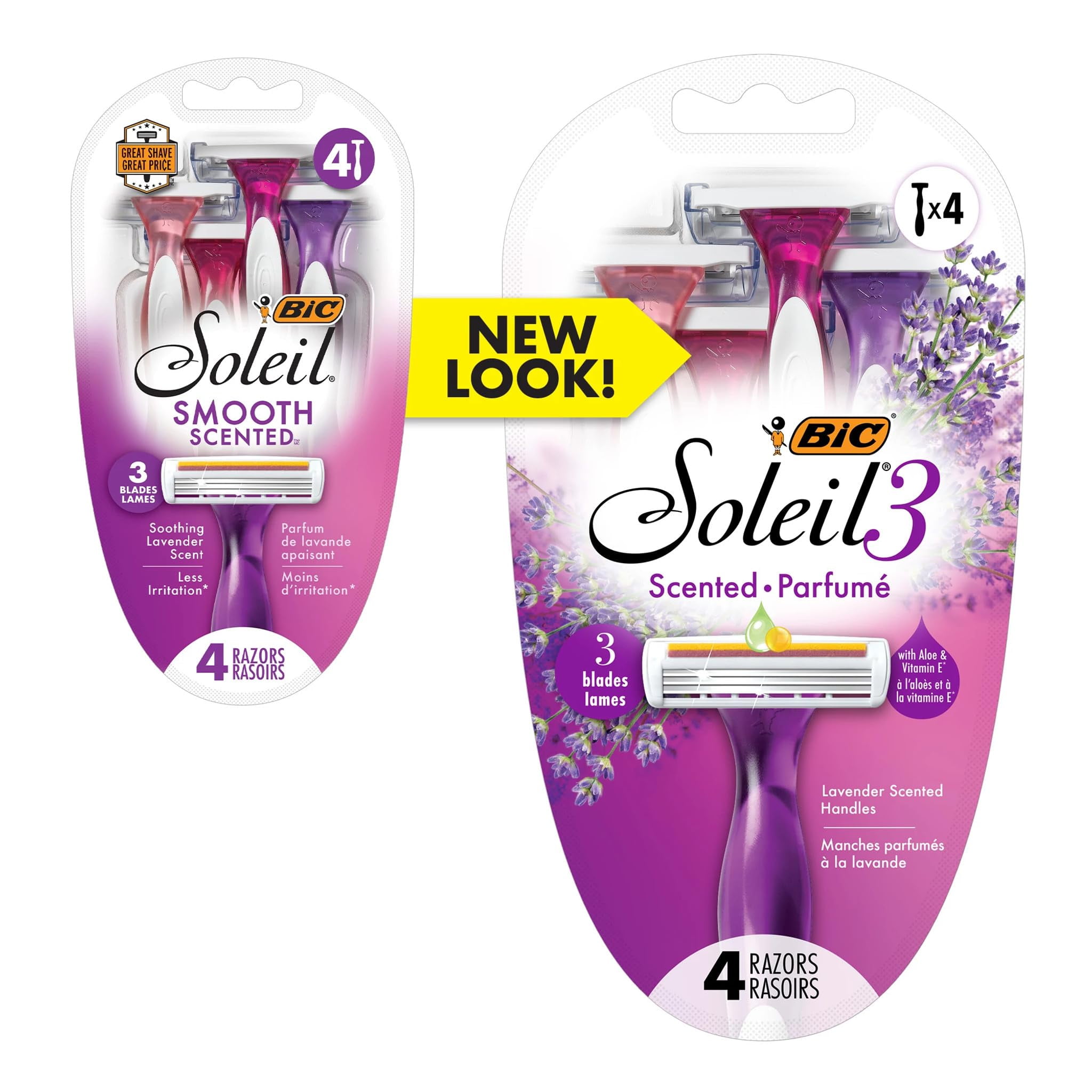Bic Soleil Sensitive Skin Triple Blade Shaver For Women, Twilight - 4 Ea, 3 Pack