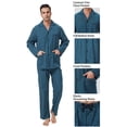 thumbnail image 2 of Apparonia Conjunto de Pijamas para Hombre de Algodón con Cuello con Muesca Pijamas para Hombre de Manga Larga Ropa de Dormir para Hombre con Bolsillos y Frente Fly Cuadros Verdes M, 2 of 7