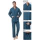 thumbnail image 2 of Apparonia Conjunto de Pijamas para Hombre de Algodón con Cuello con Muesca Pijamas para Hombre de Manga Larga Ropa de Dormir para Hombre con Bolsillos y Frente Fly Cuadros Verdes S, 2 of 7