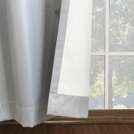 MAINSTAYS OLAN TEXTURED SOLID BLACKOUT GROMMET CURTAIN PANEL PAIR WINDOW TREATMENT, SET OF 2 ROOM DARKENING DRAPES FOR BEDROOM, SILVER, 37″ W X 84″ L