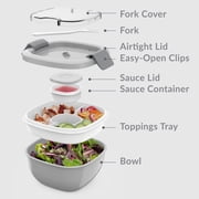 Bentgo Salad Container - 6.75 cup Bowl with 4-Compartment Toppings Tray, Leak-Proof Dressing Container, Reusable Fork, BPA-Free Lunch Box for Meal Prep & Food Storage; Removable Bento Tray (Gray)